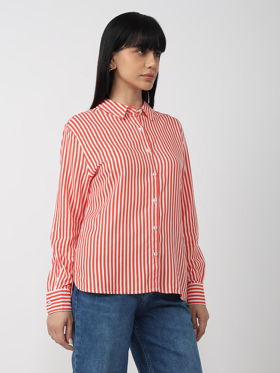 Women Flame/White Oversized Shirt