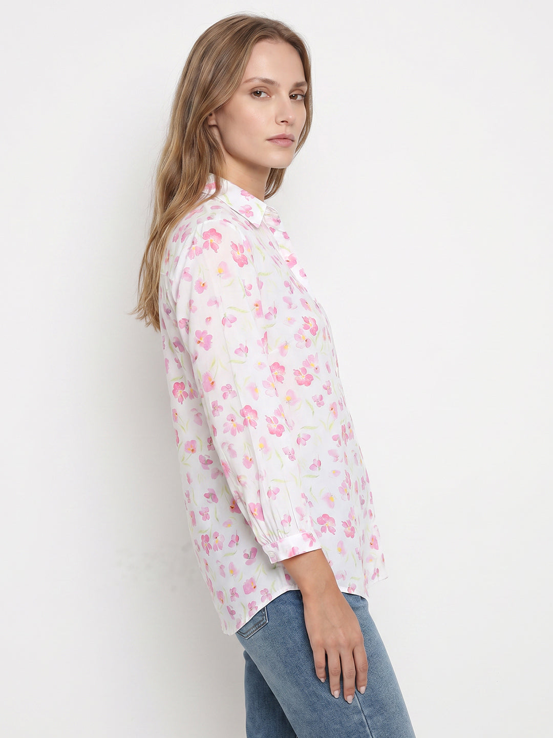 Women Pink Floral Shirt