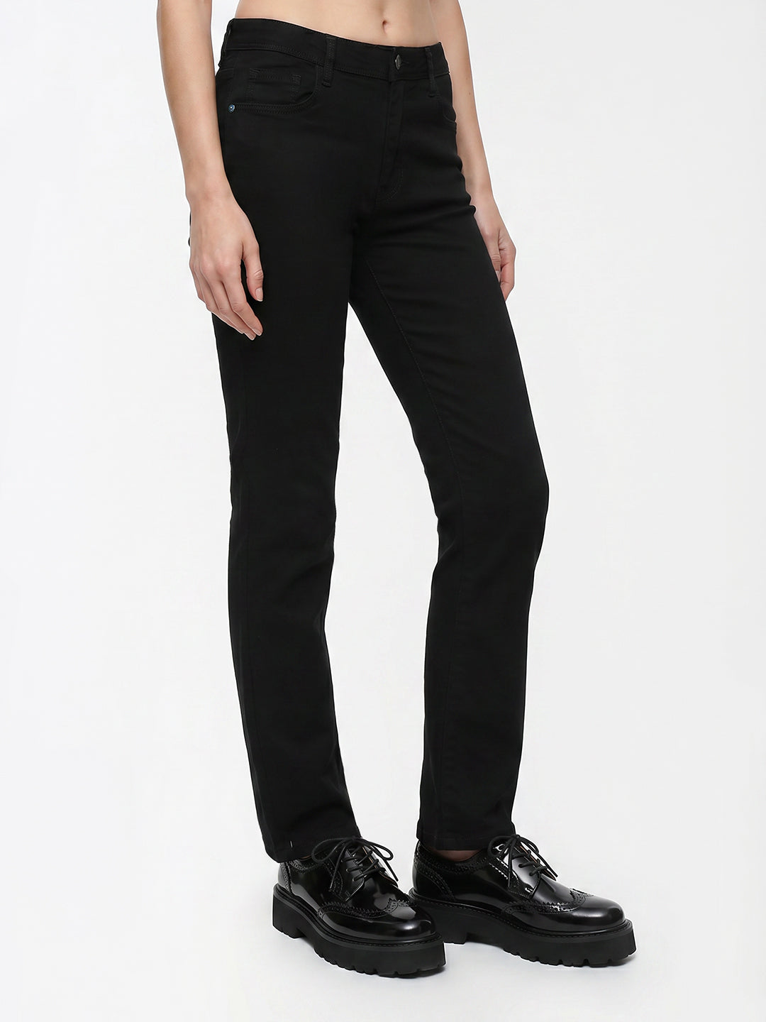 Women Black High-Rise Crop Flare Jeans