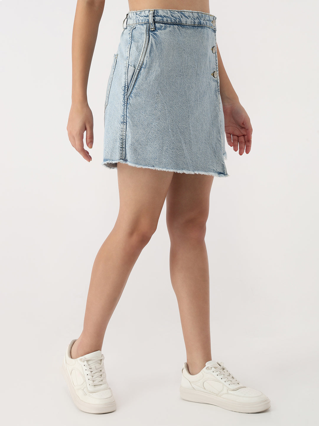 Women Light Blue High-Rise Skorts