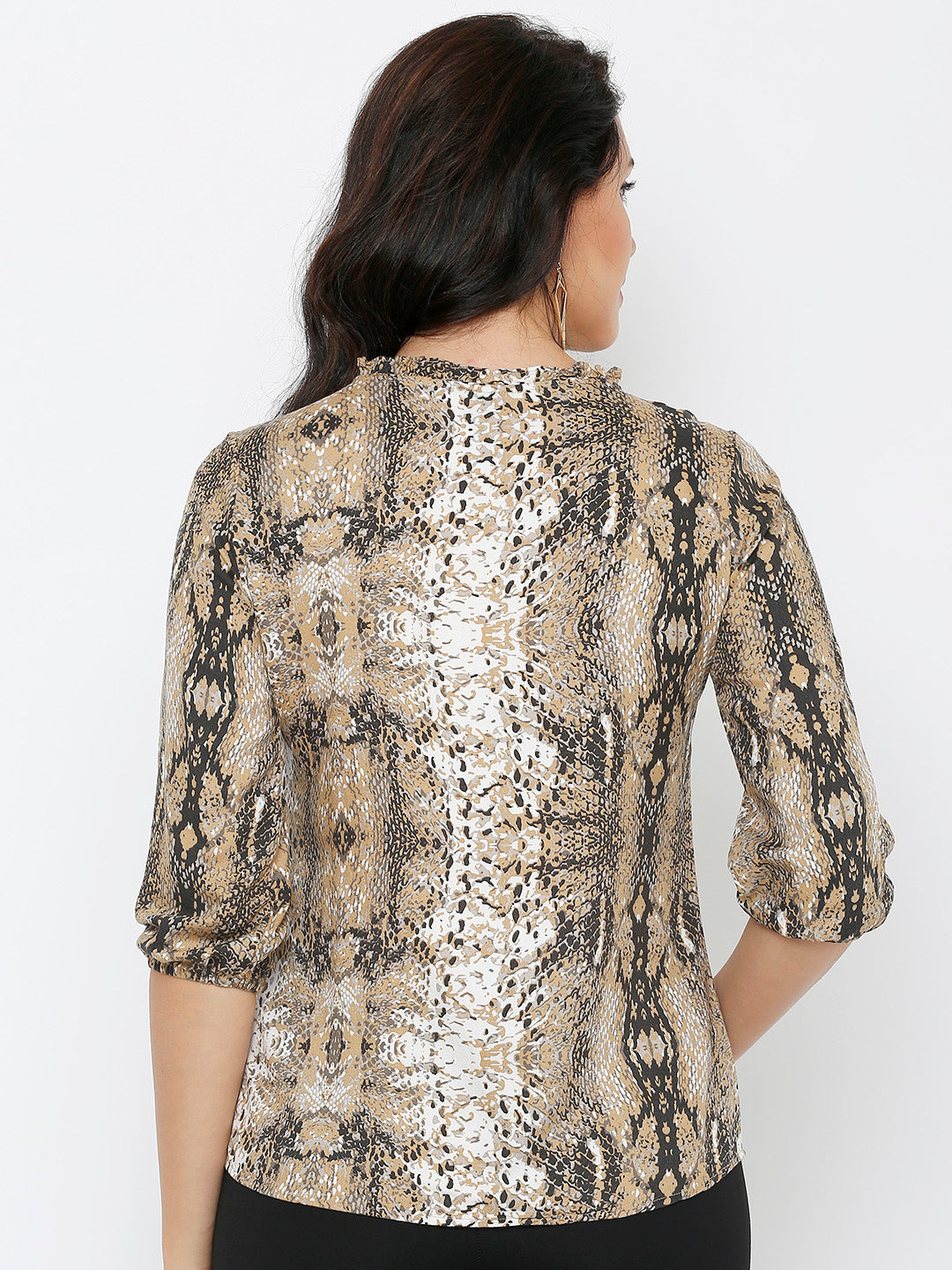 Women Snake Print With Tie-Up Neckline Printed Top