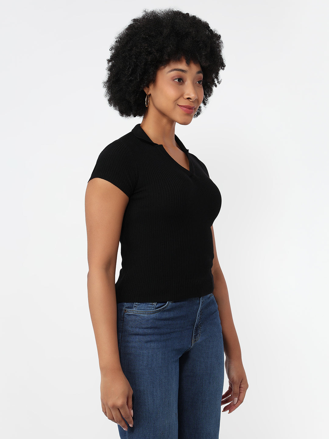 Women Black Slim Fit Flat Knit