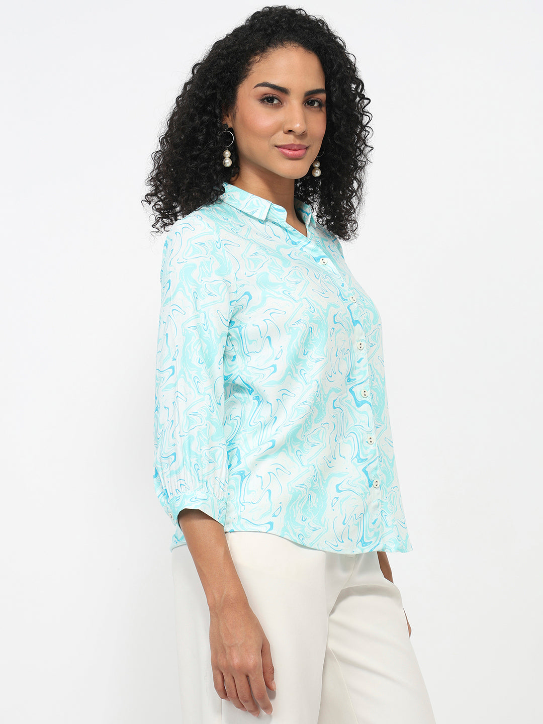 Women Aqua Marble Shirt