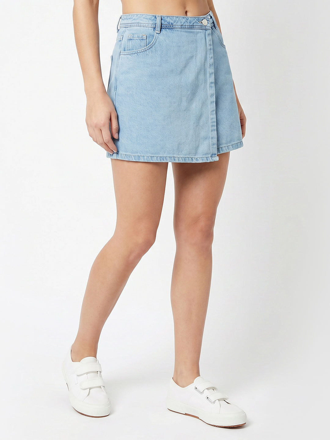 Women Light Blue High-Rise Skorts