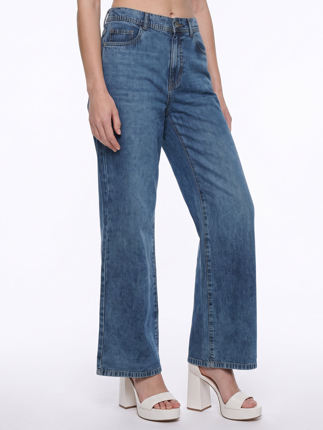 Blue High-Rise Super Wide Leg Jeans
