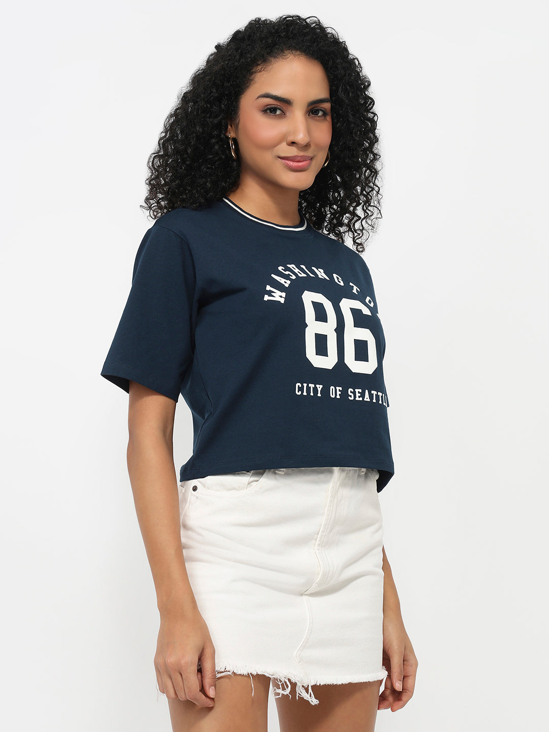 Women Airforce Graphic Crop Tees