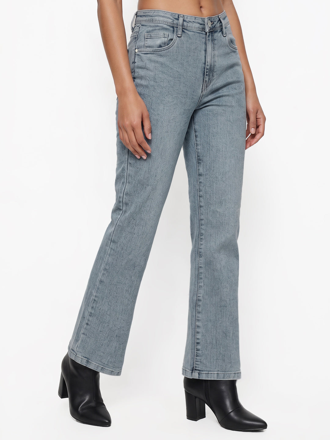 Light Blue High-Rise Crop Flare Jeans