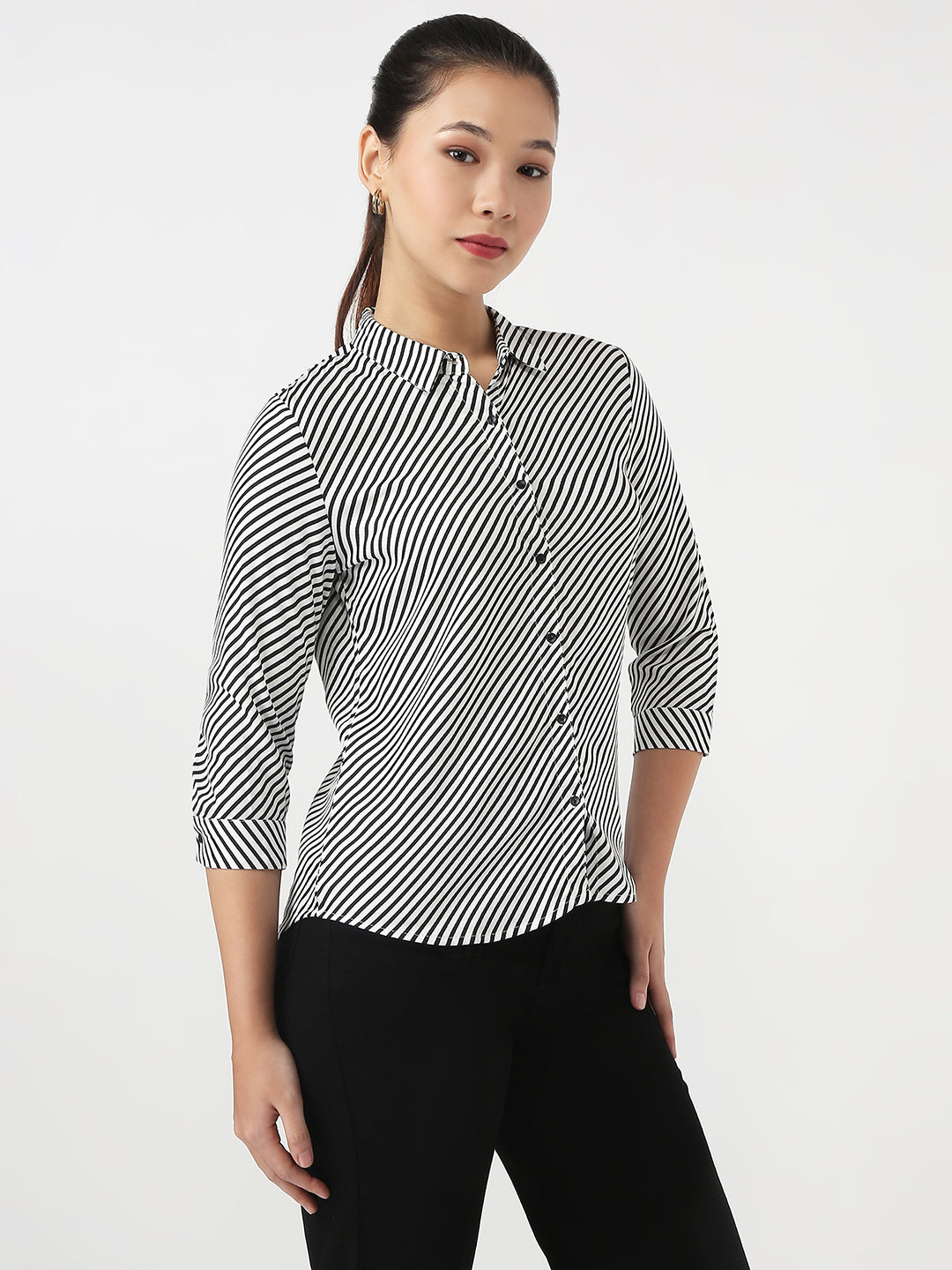 Women Black/White Stripe Shirt