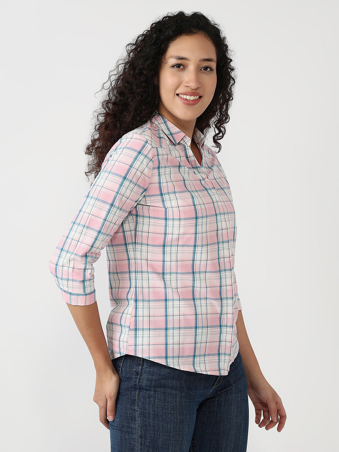 Women Rose Pink Slim Shirt