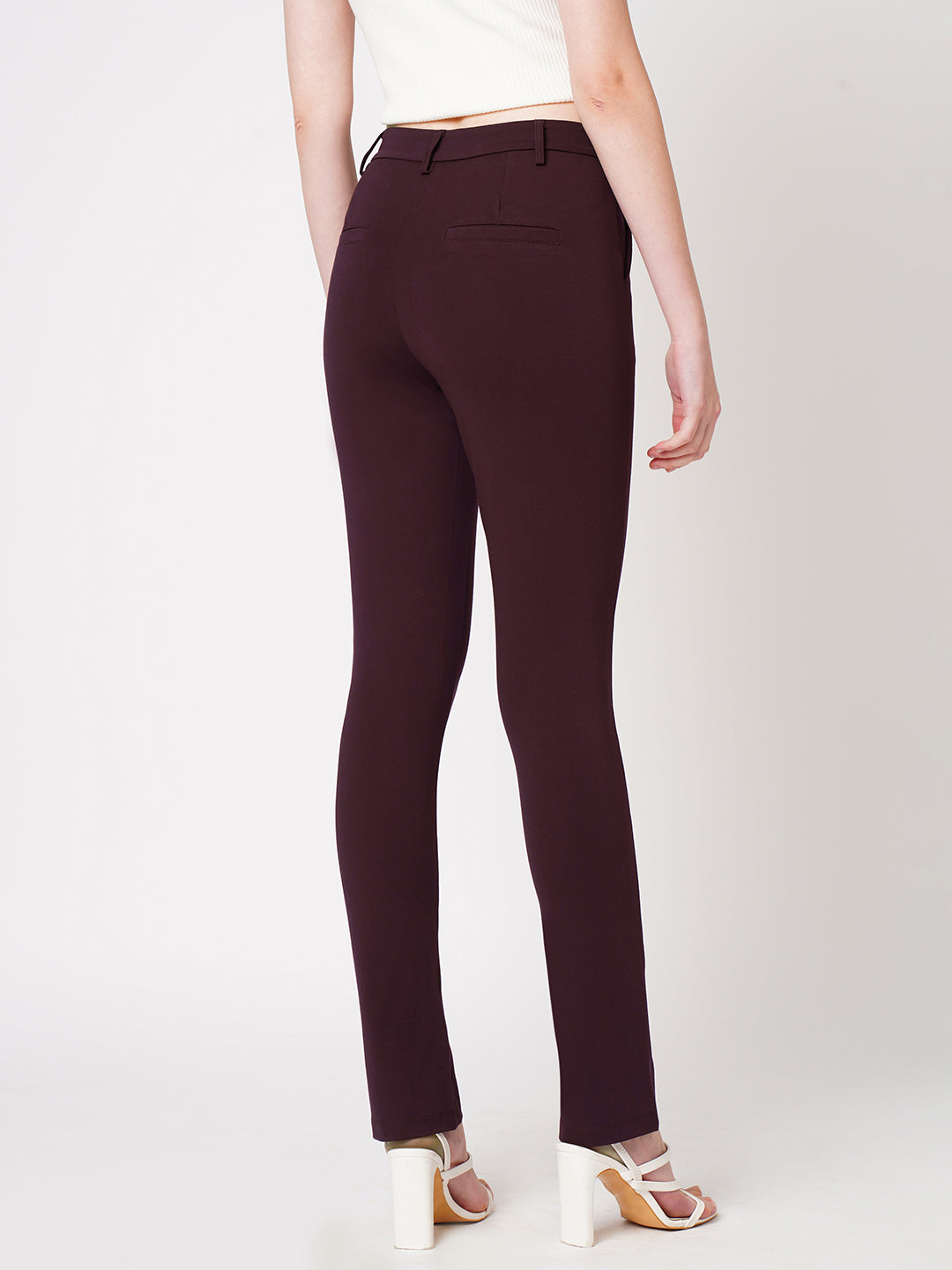 Women Wine High-Rise Skinny Treggings