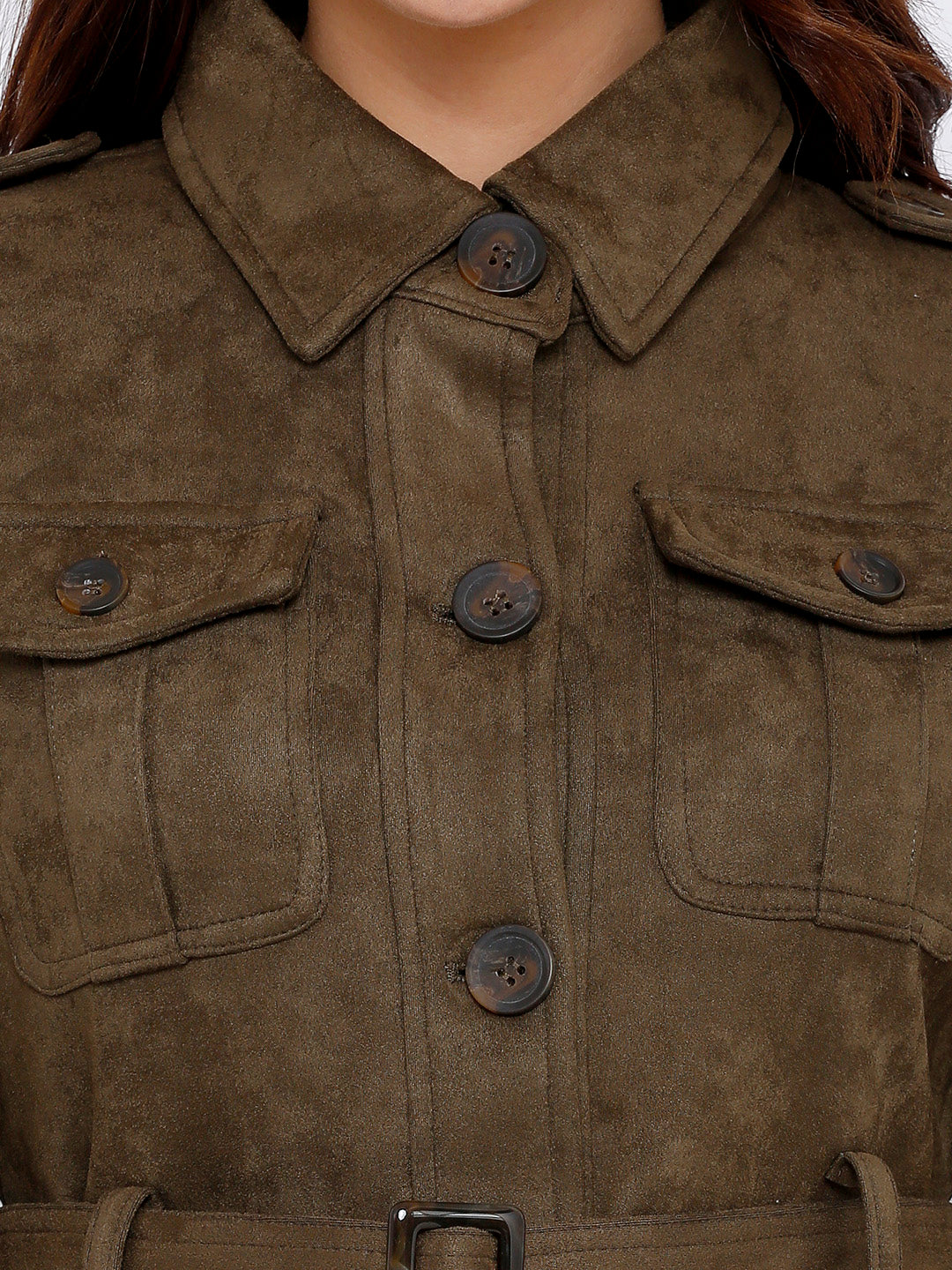 Women Olive Winter Jacket
