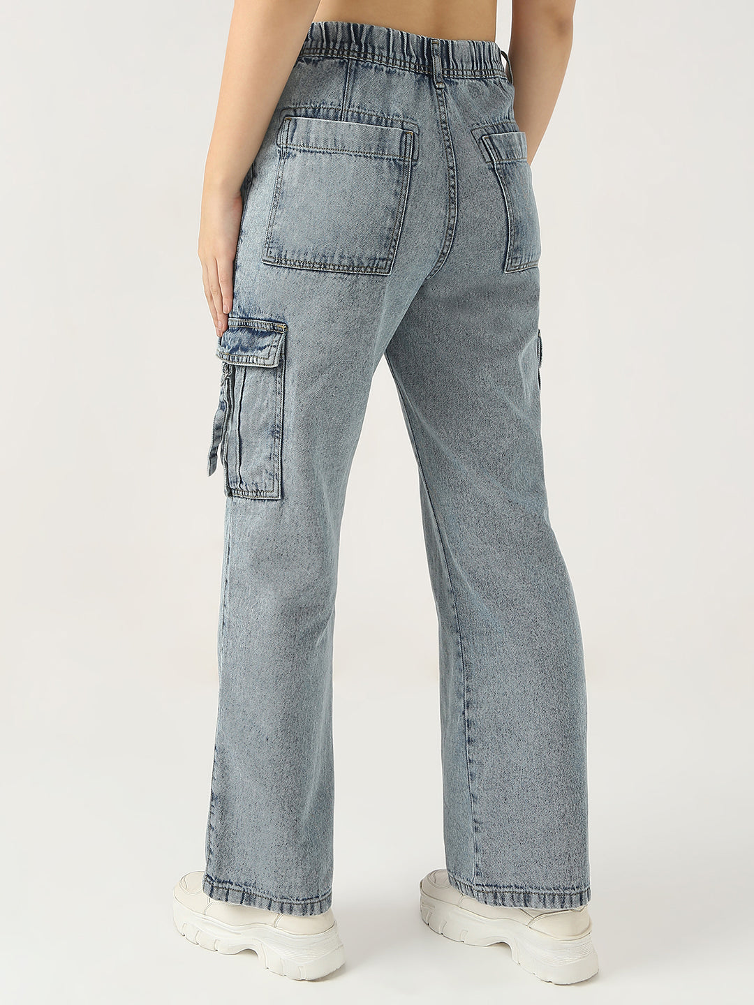 Women Blue High-Rise Cargo