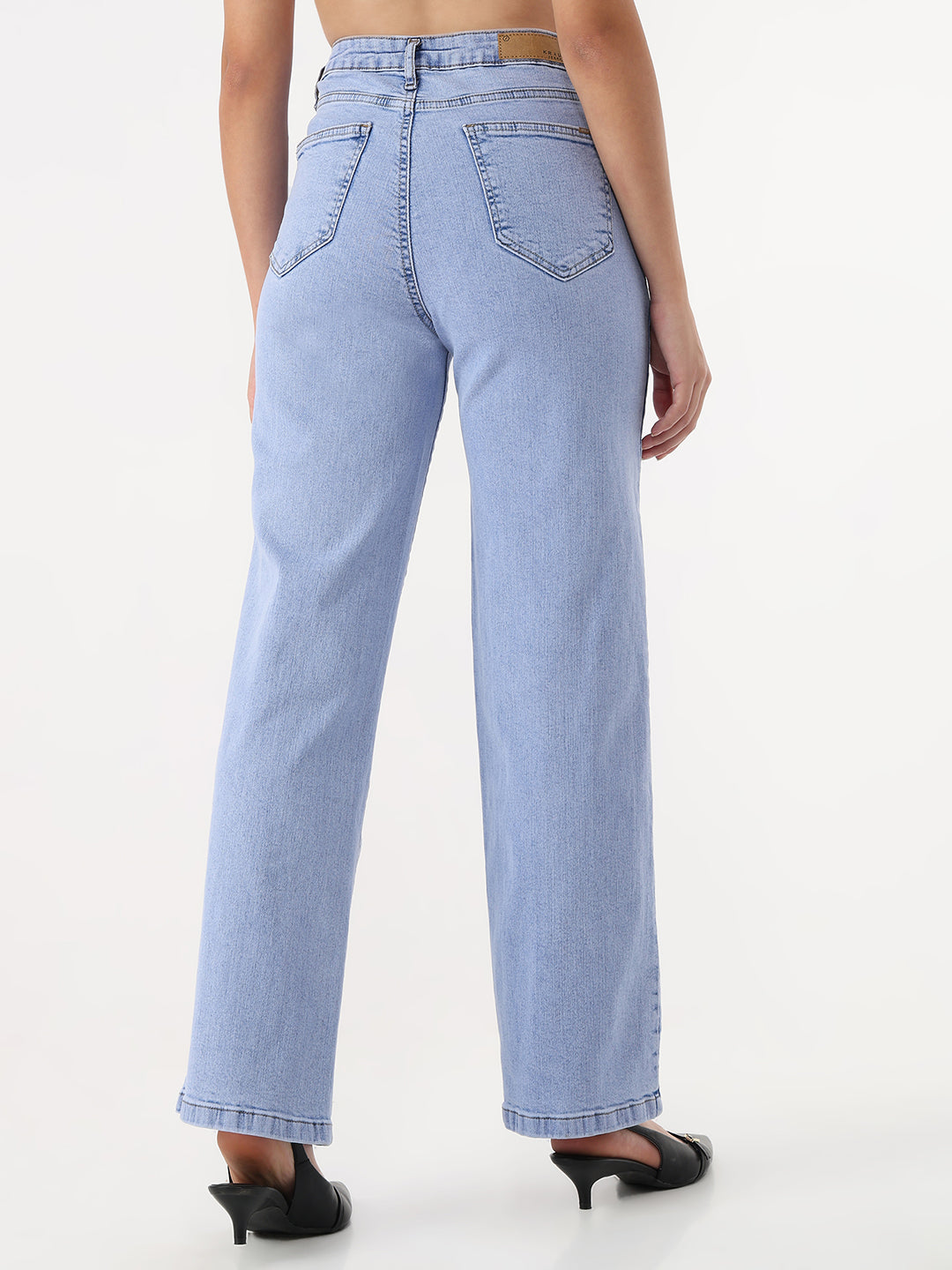 Women Light Blue High-Rise Straight Jeans