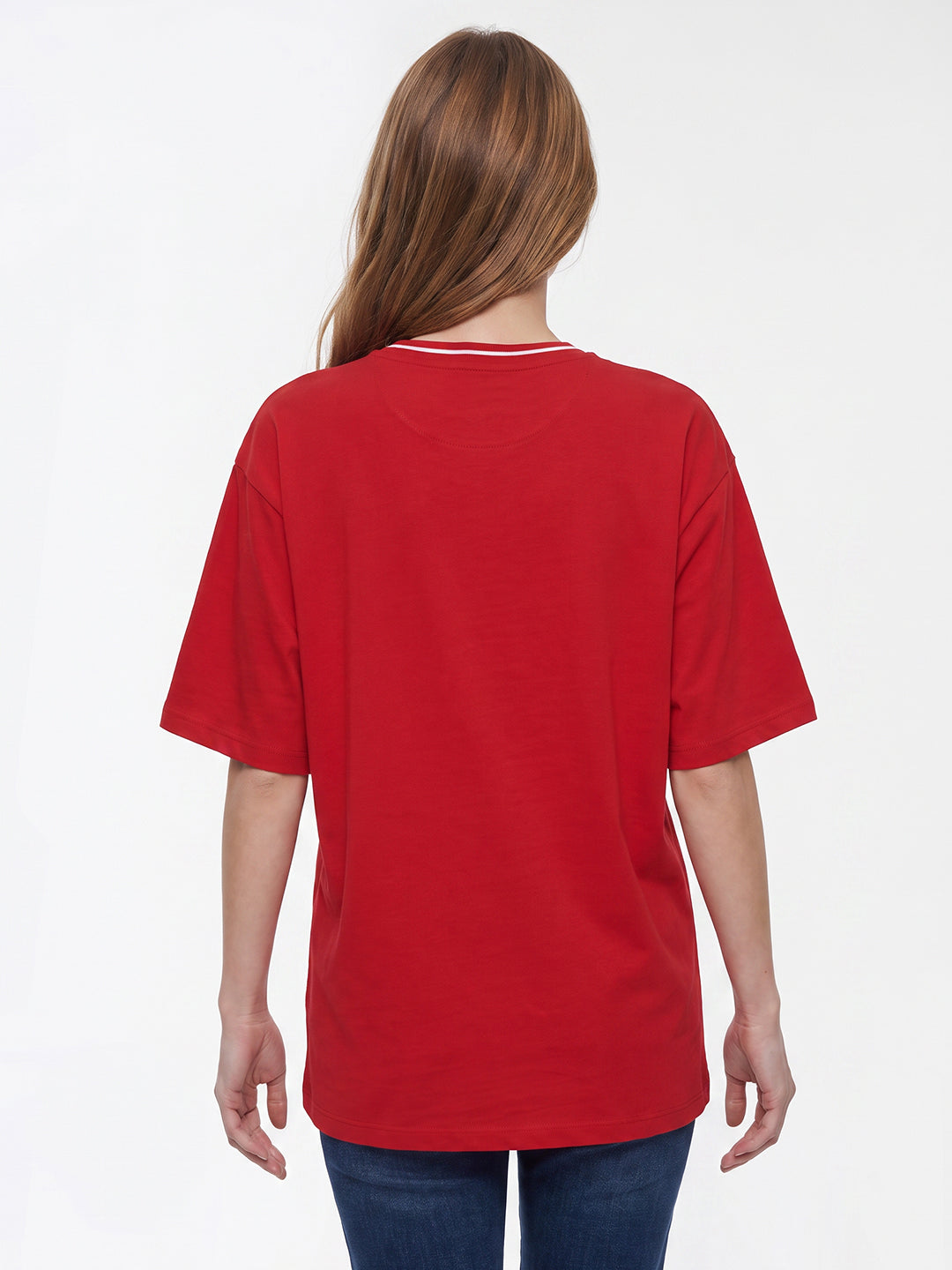 Women Red Oversized T-Shirt