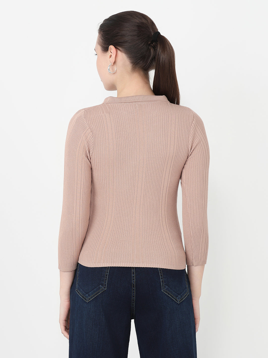 Women Beige Flat Knit