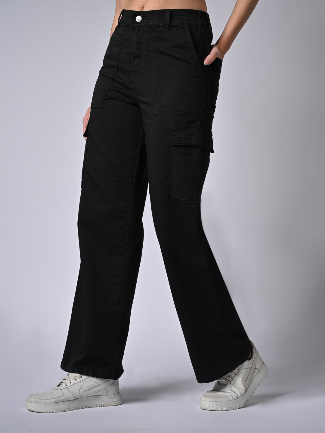 Women High-Rise Loose Straight Fit Cargo