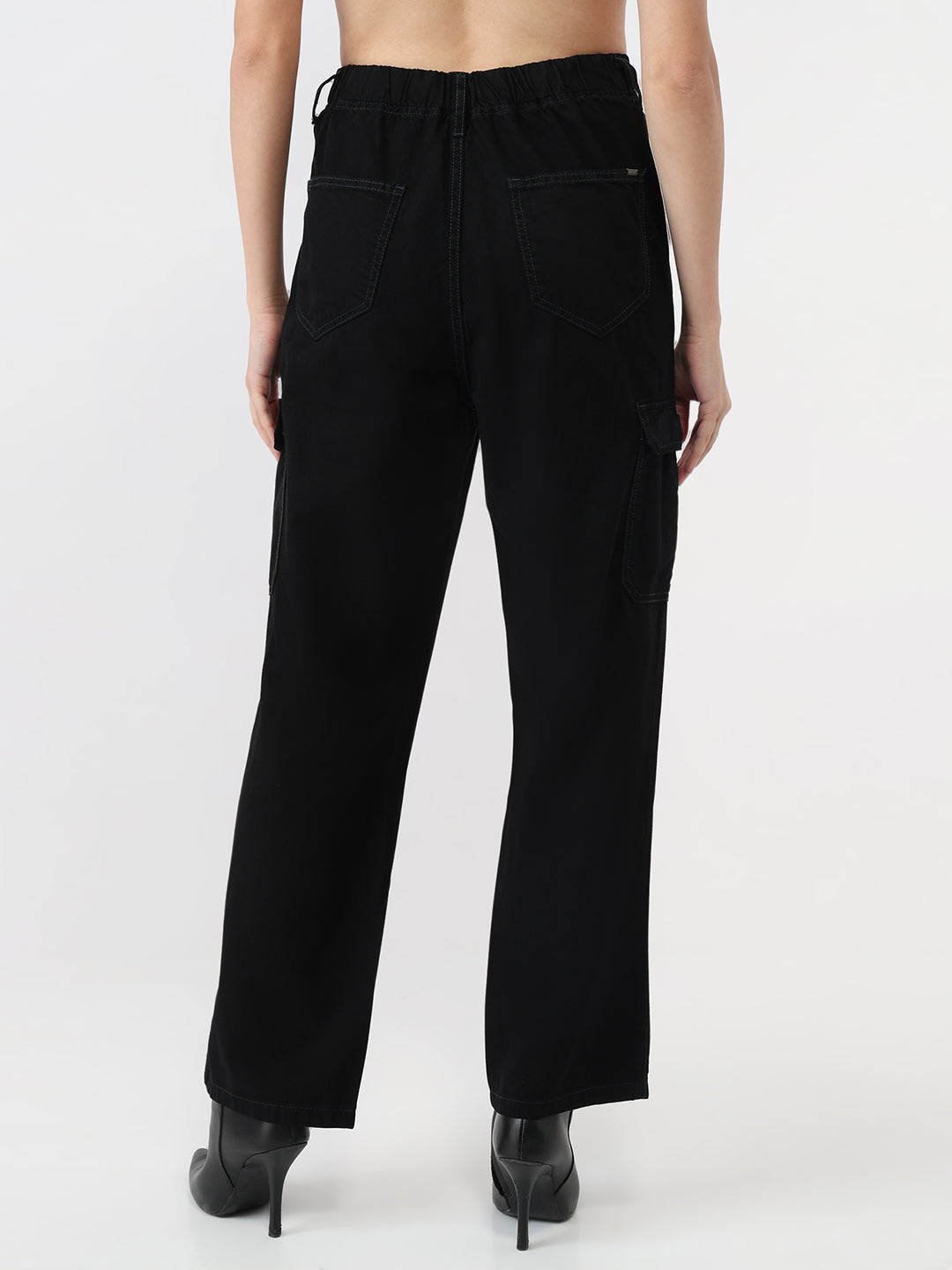 Women Black Mid-Rise Cargo