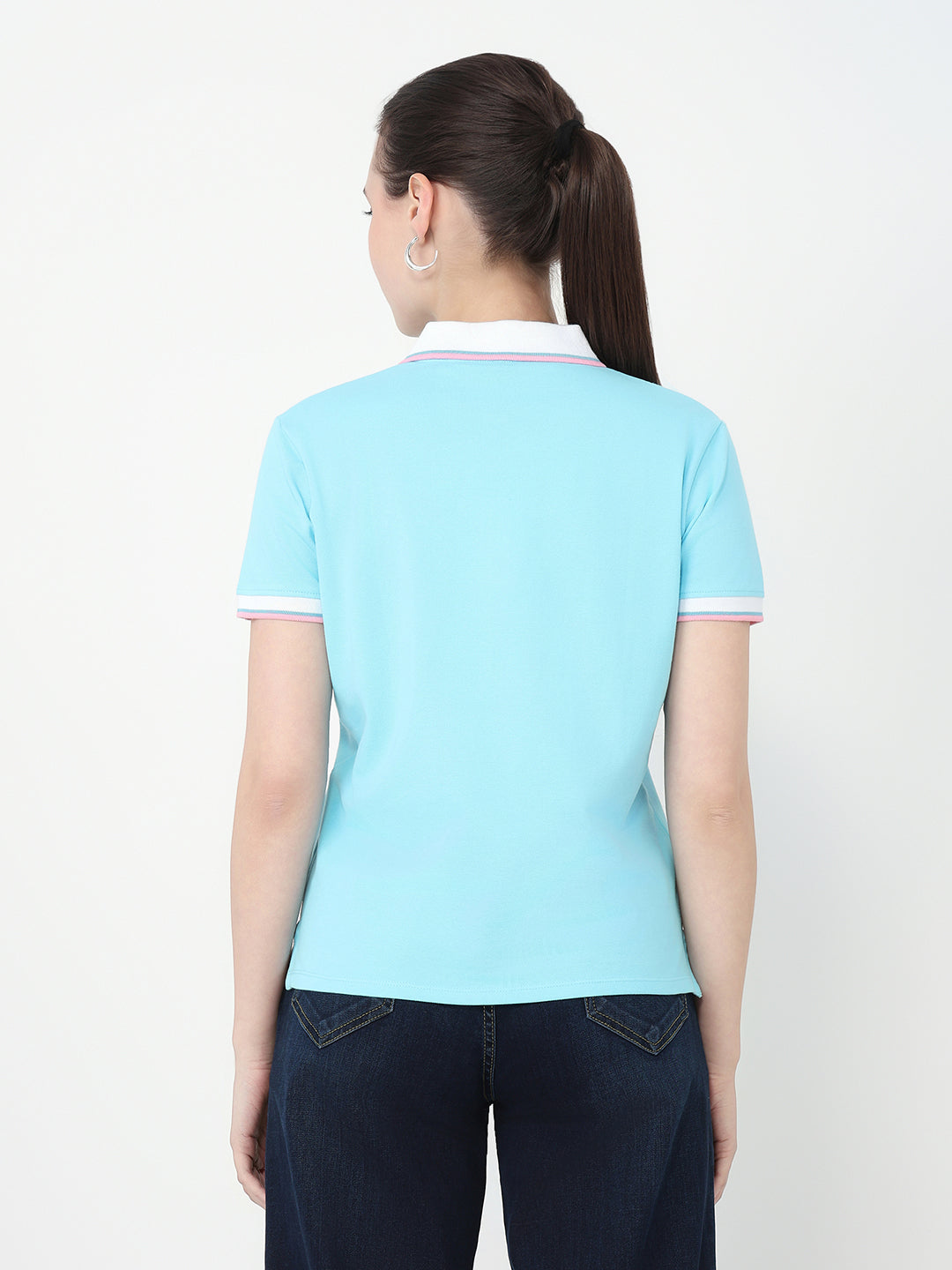 Women Sky Slim Fit Polo T-Shirt