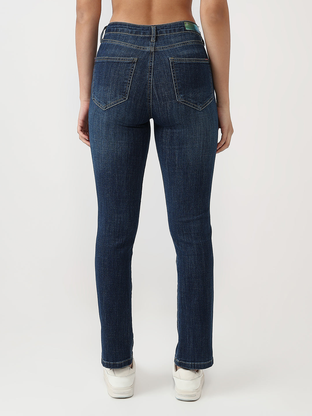 Women Dark Blue High-Rise Slim Straight Fit Jeans