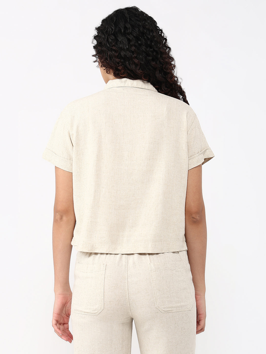 Women Light Natural Crop Shirt