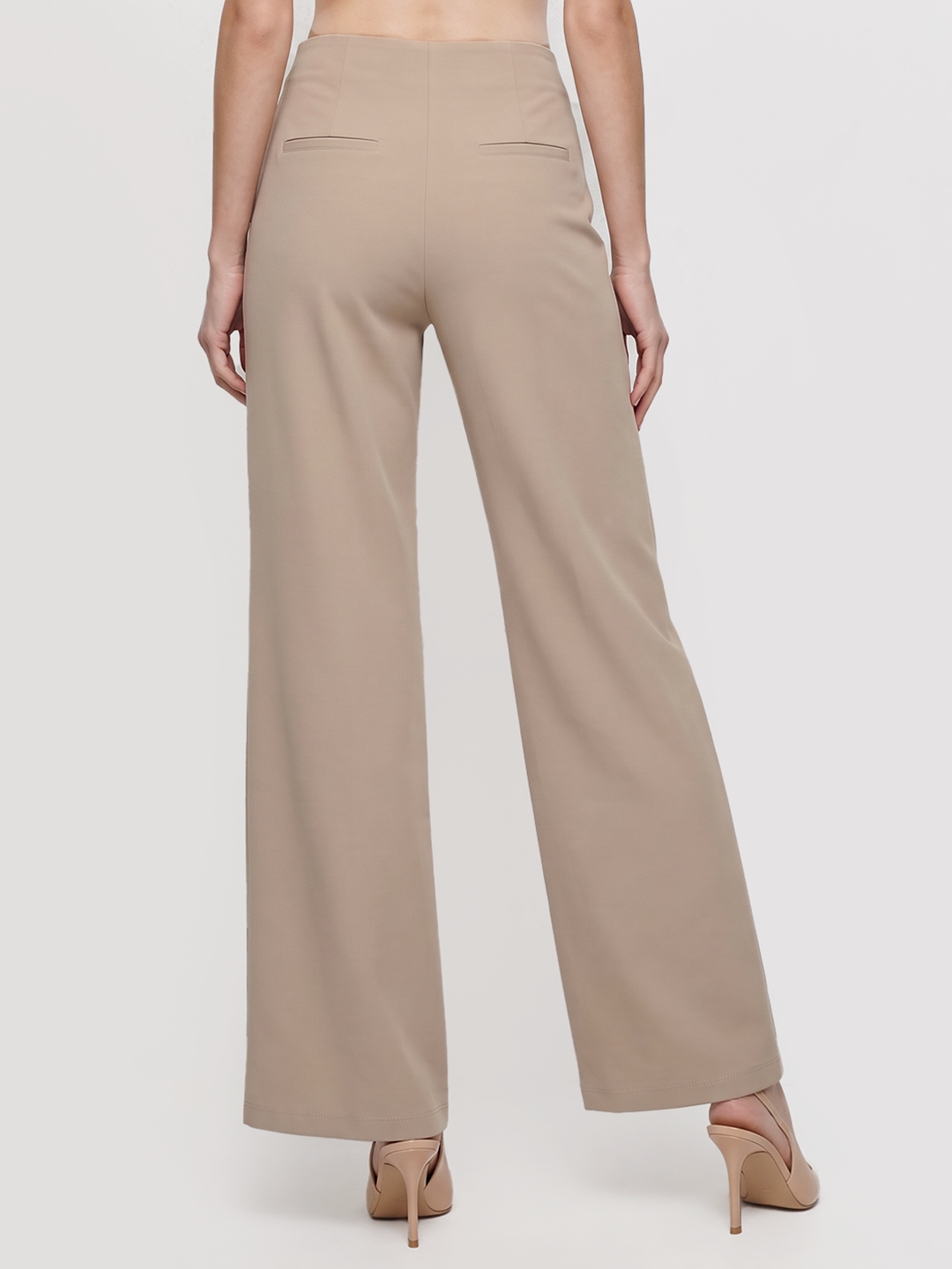 Women Beige Wide Leg Treggings