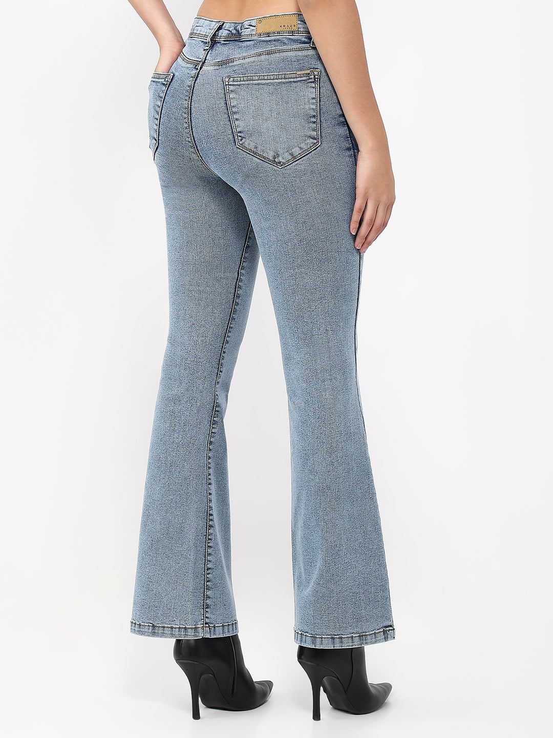 Women Light Blue High-Rise Flare Jeans