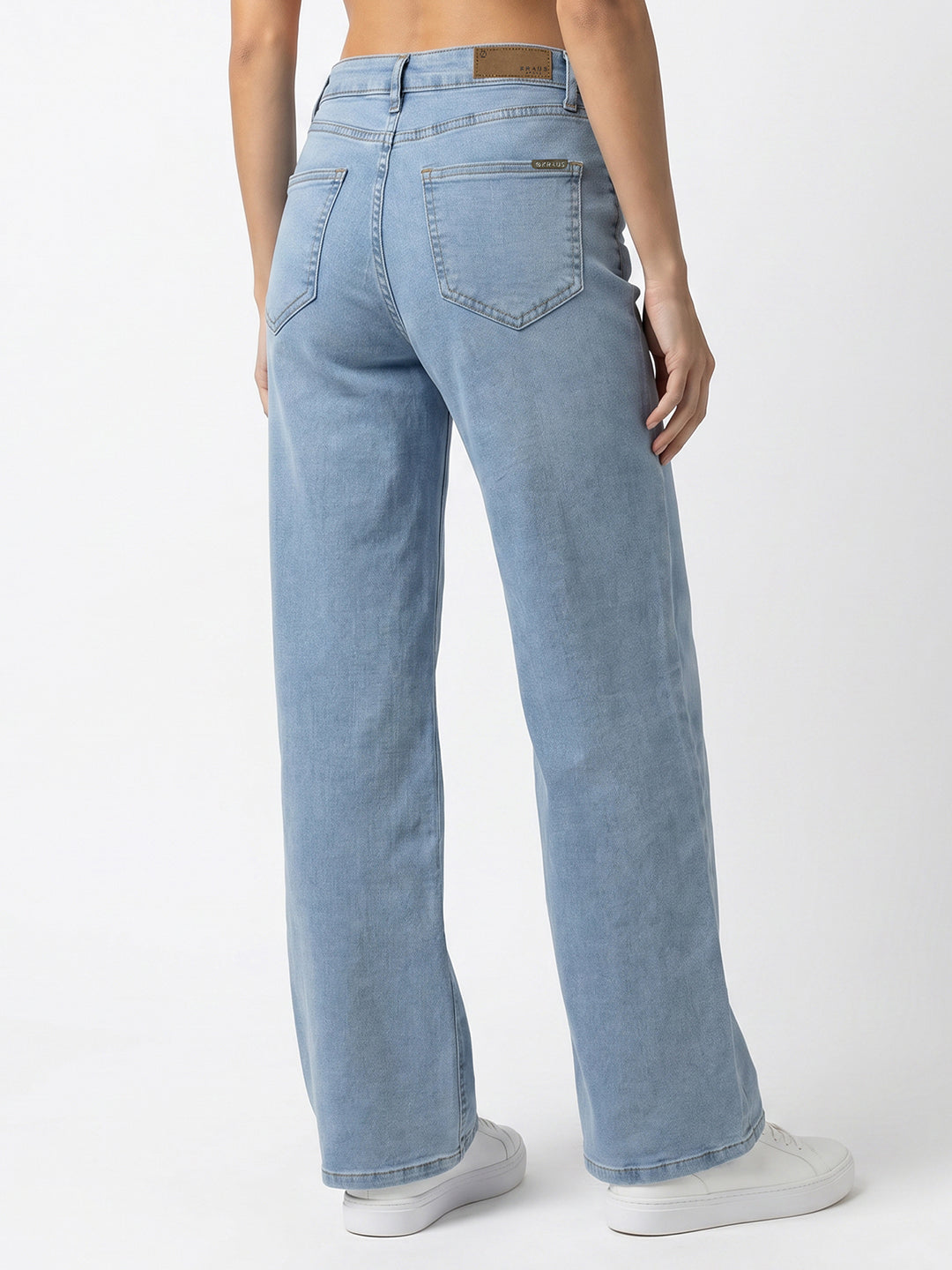 Women Light Blue High-Rise Wide Leg Jeans