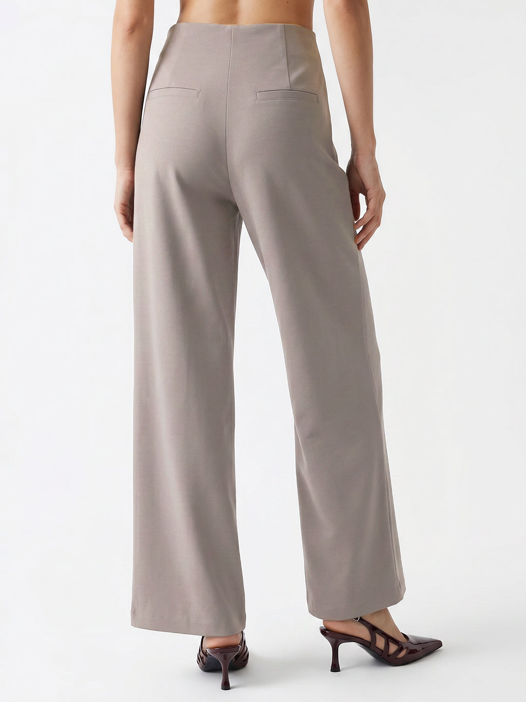 Women Light Grey Wide Leg Treggings