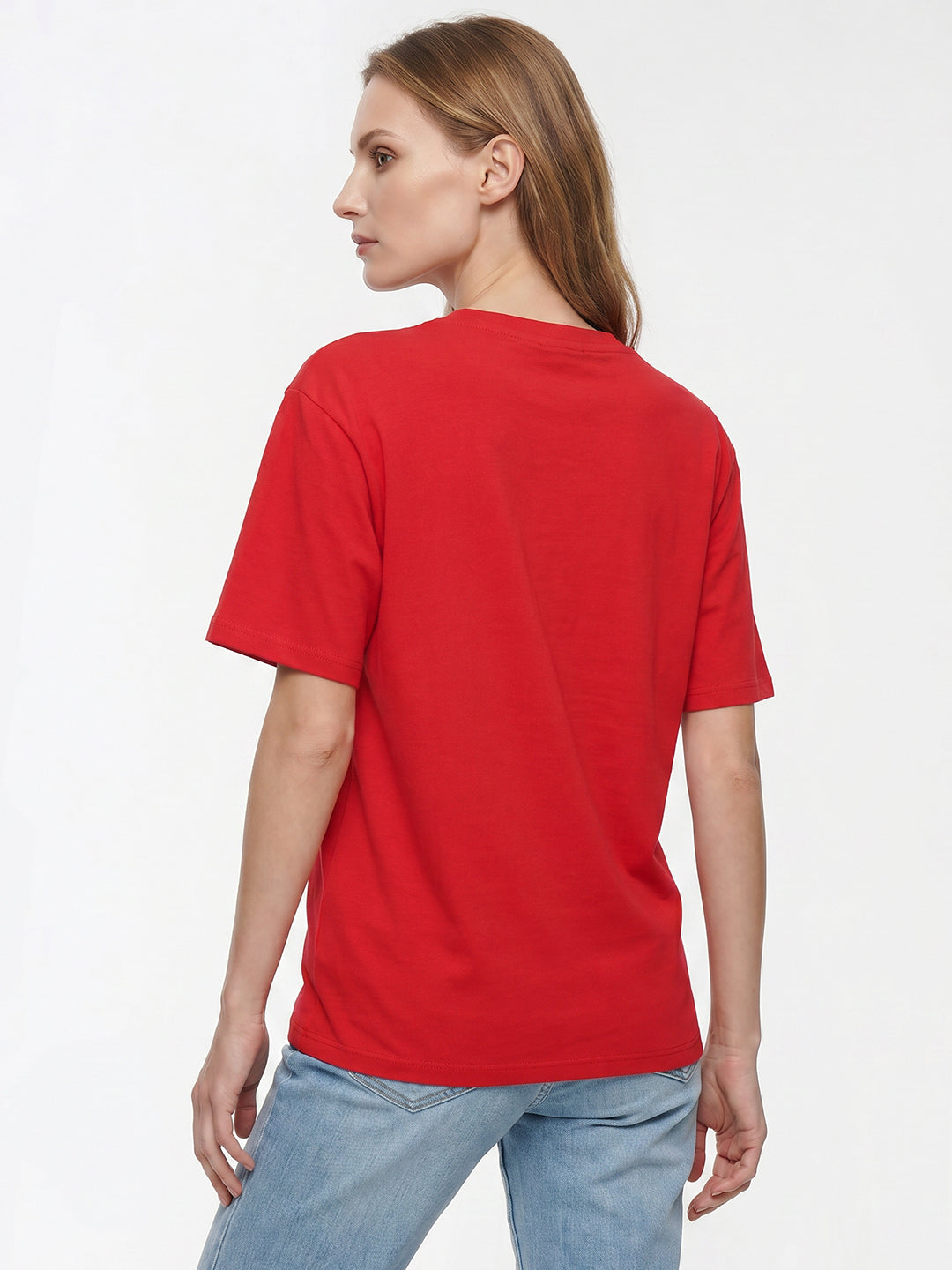 Women Red Oversized T-Shirt