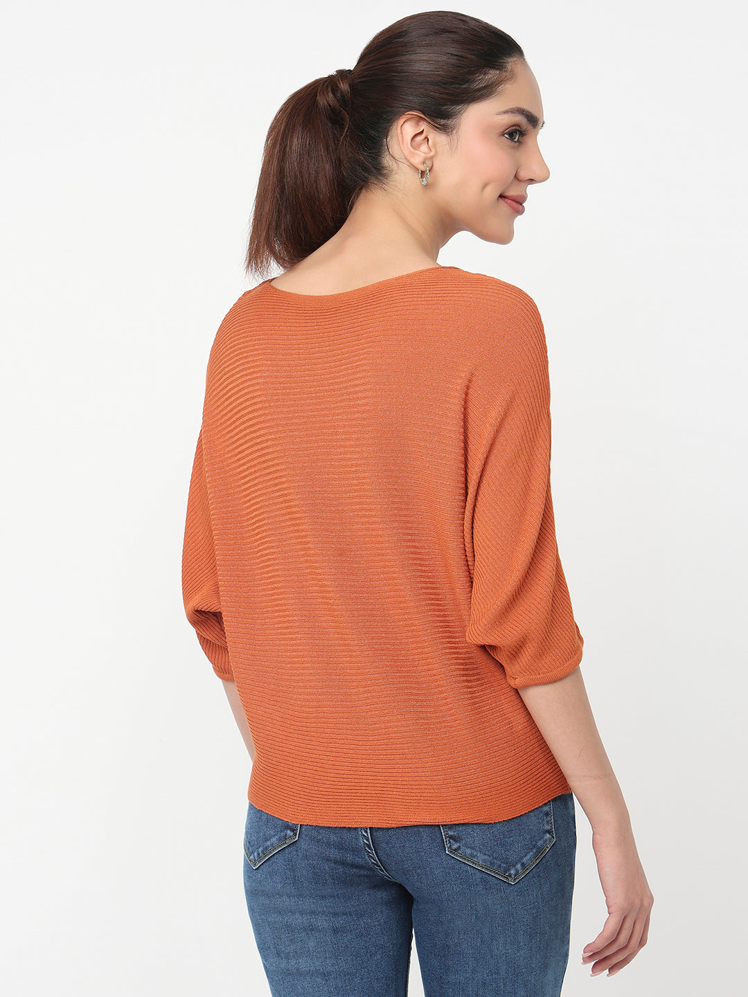 Women Burnt Orange Batsleeve Top