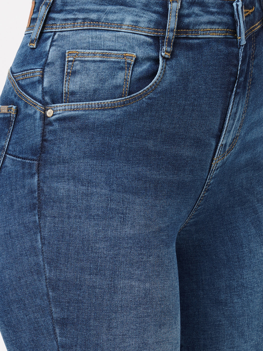 Women Blue Mid-Rise Push Up Super Skinny Jeans