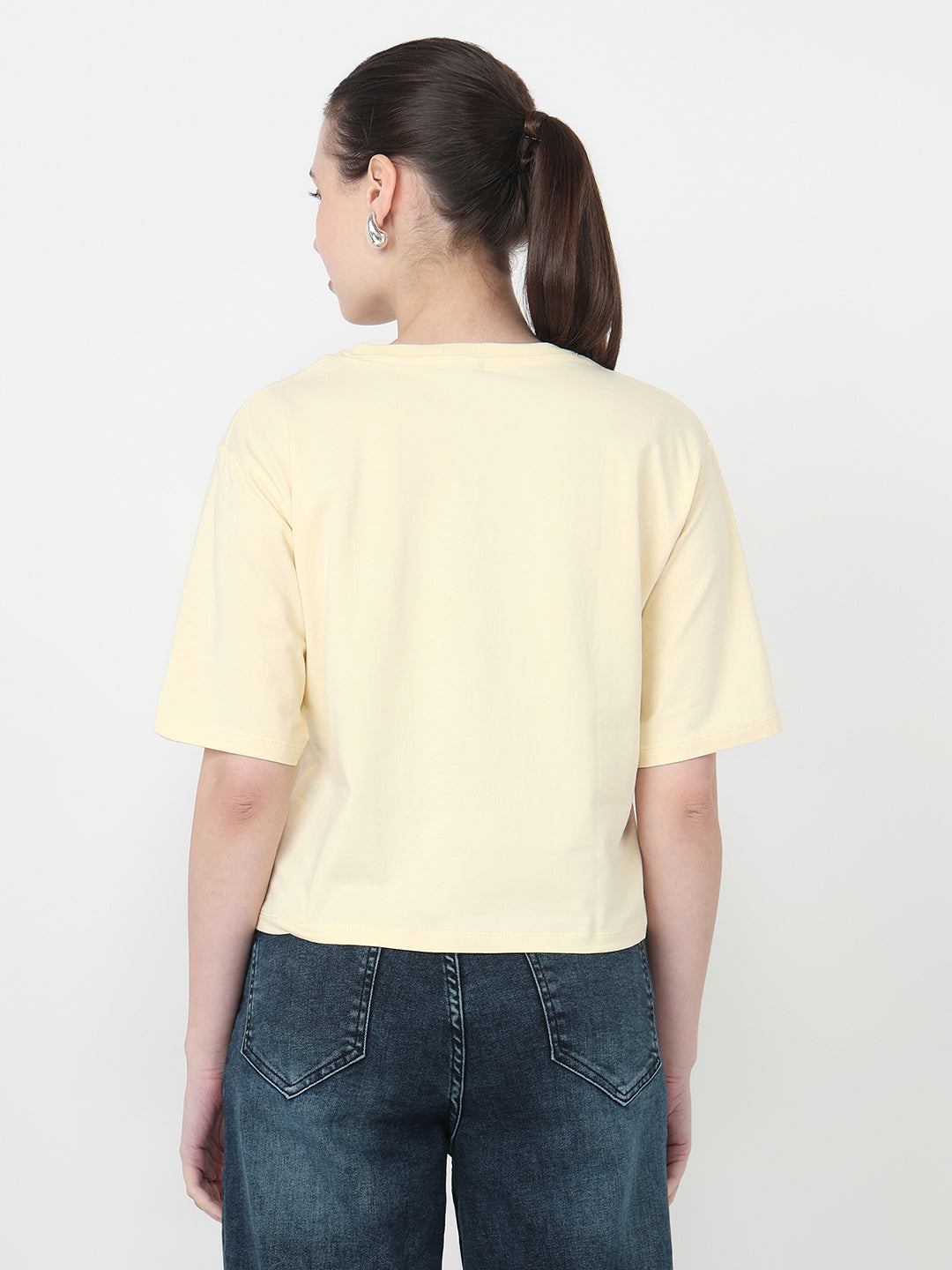 Women Graphic Crop Slim Fit Tees