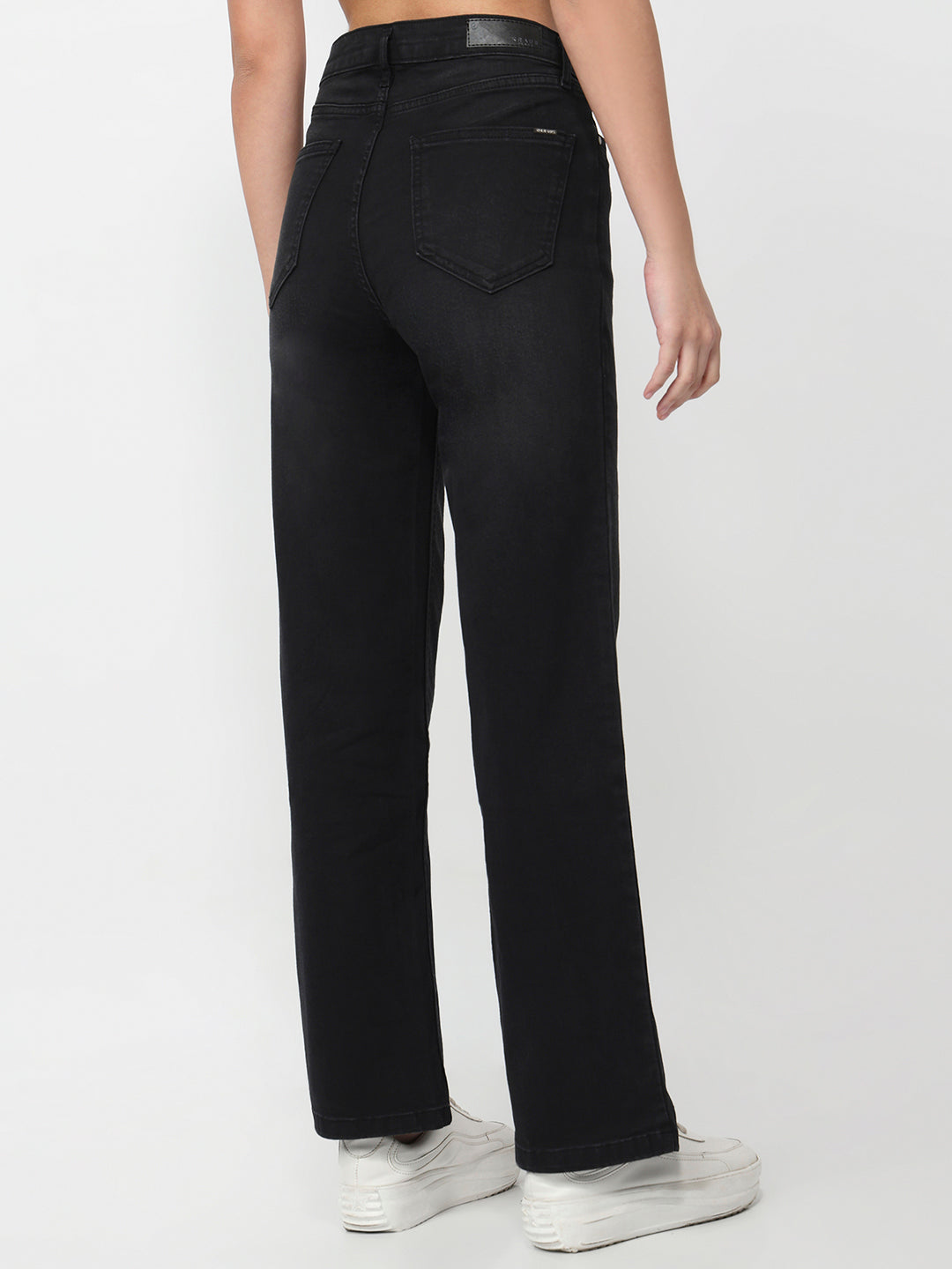 Women Charcoal High-Rise Straight Fit Jeans