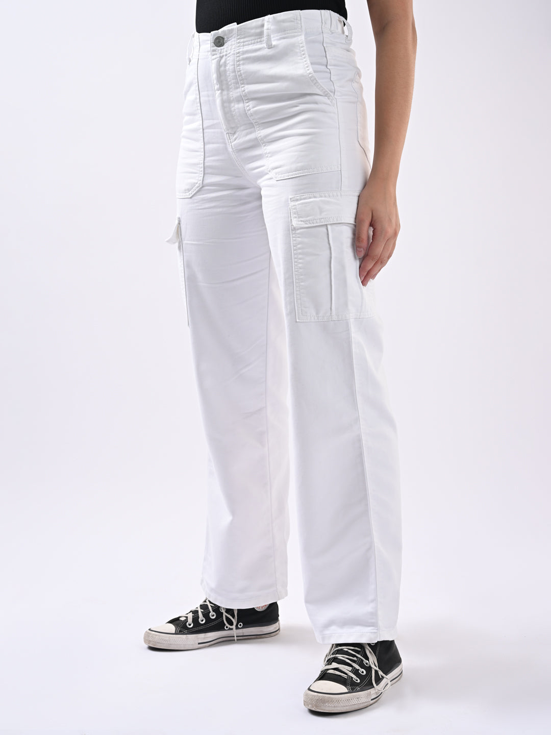 Women White High-Rise Cargo