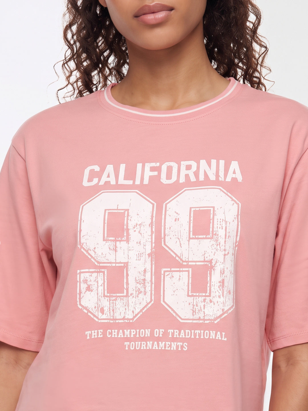 Peach Pink Graphic Crop Genz Tees