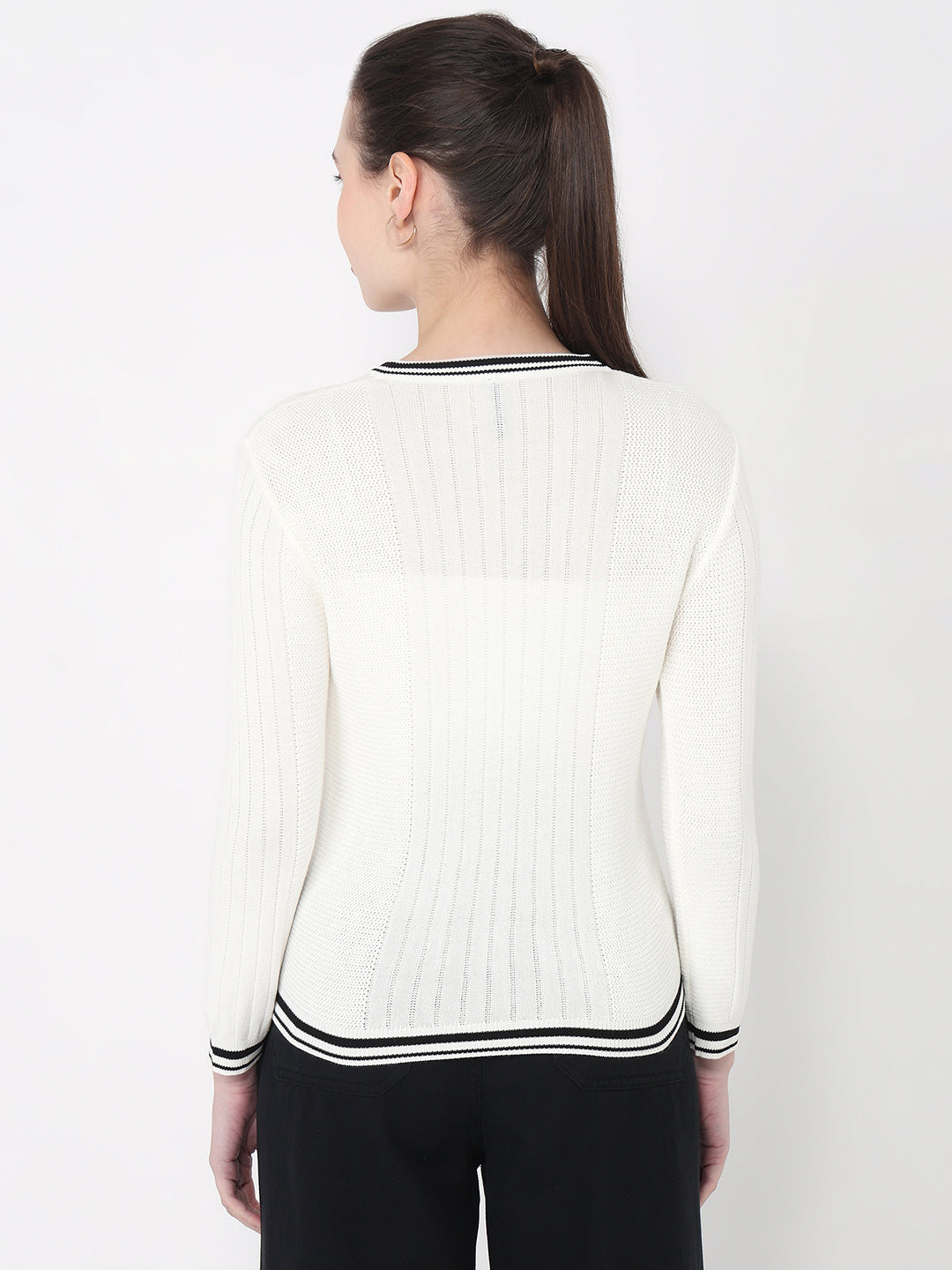Women White Slim Fit Flat Knit
