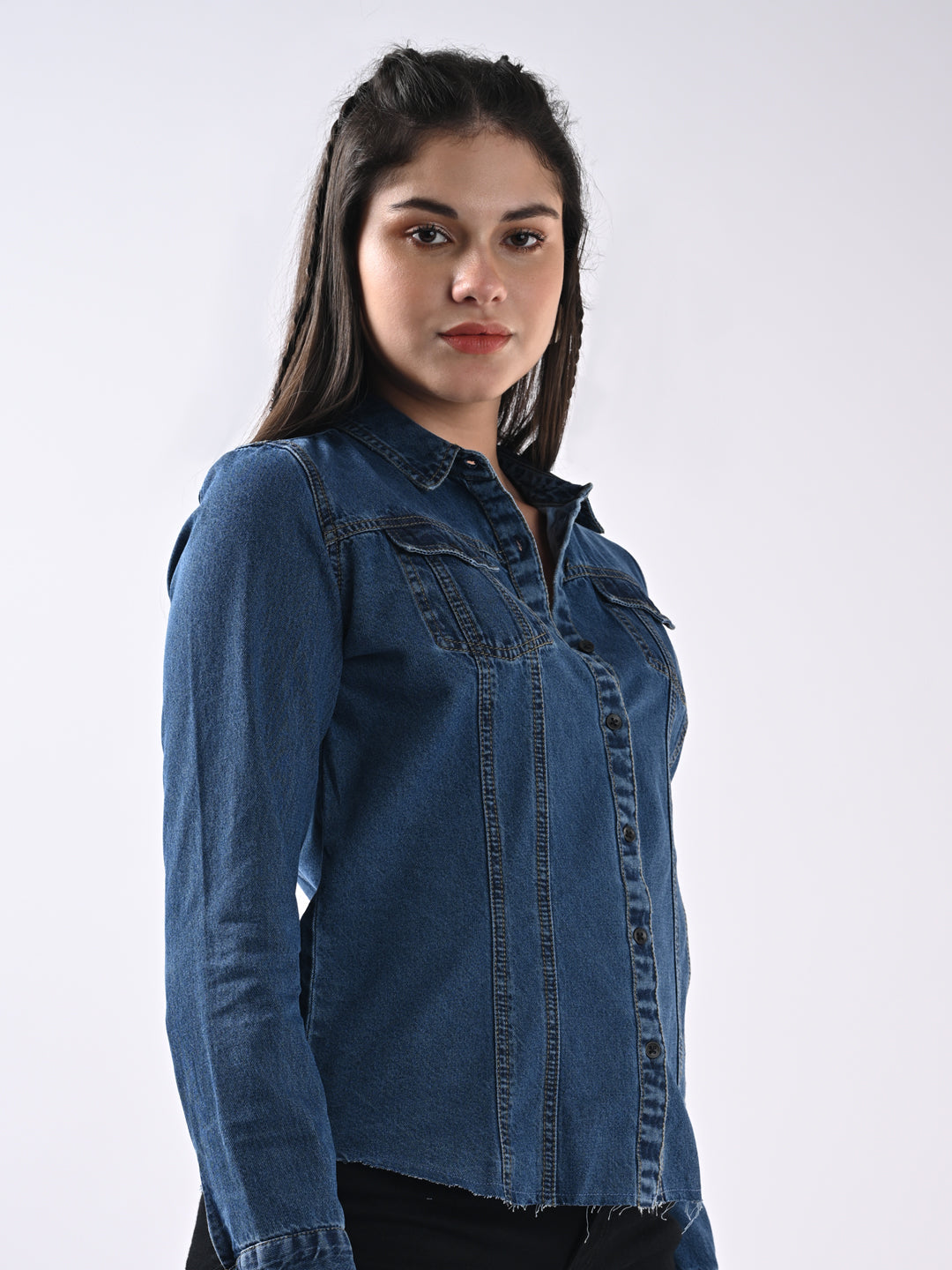 Women Solid Denim Jacket