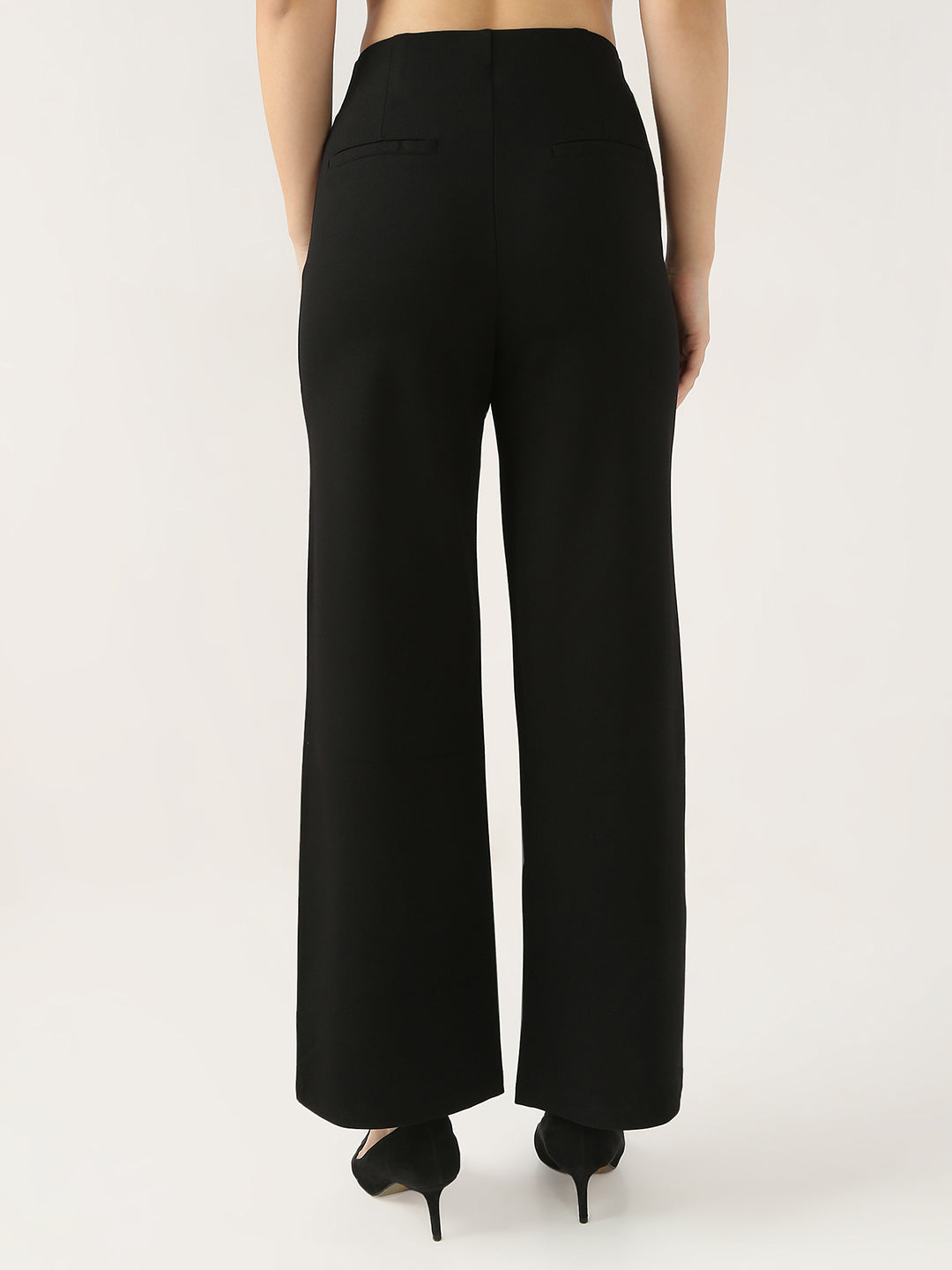 Women Black Wide Leg Treggings