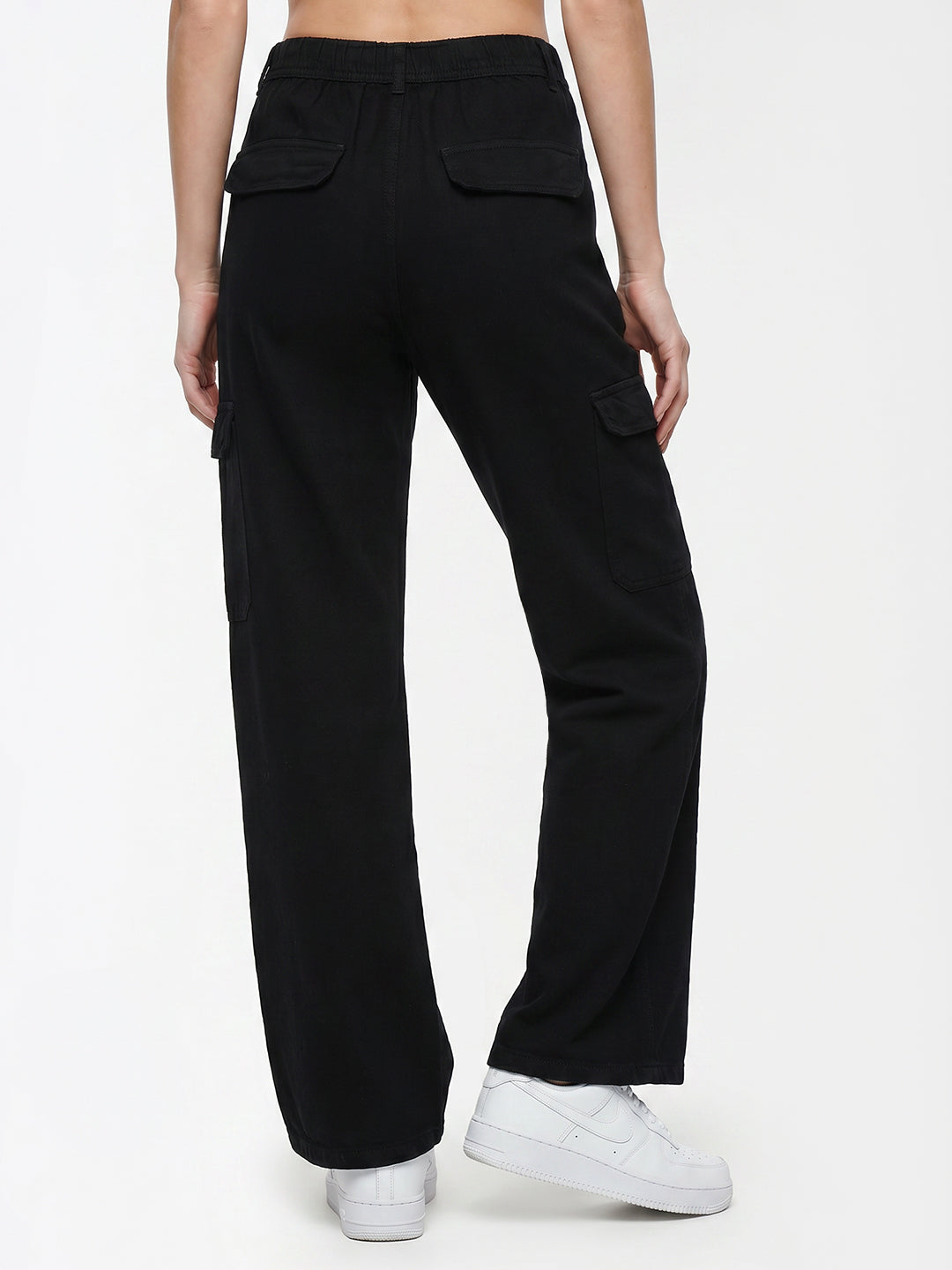 Women Black Mid-Rise Cargo