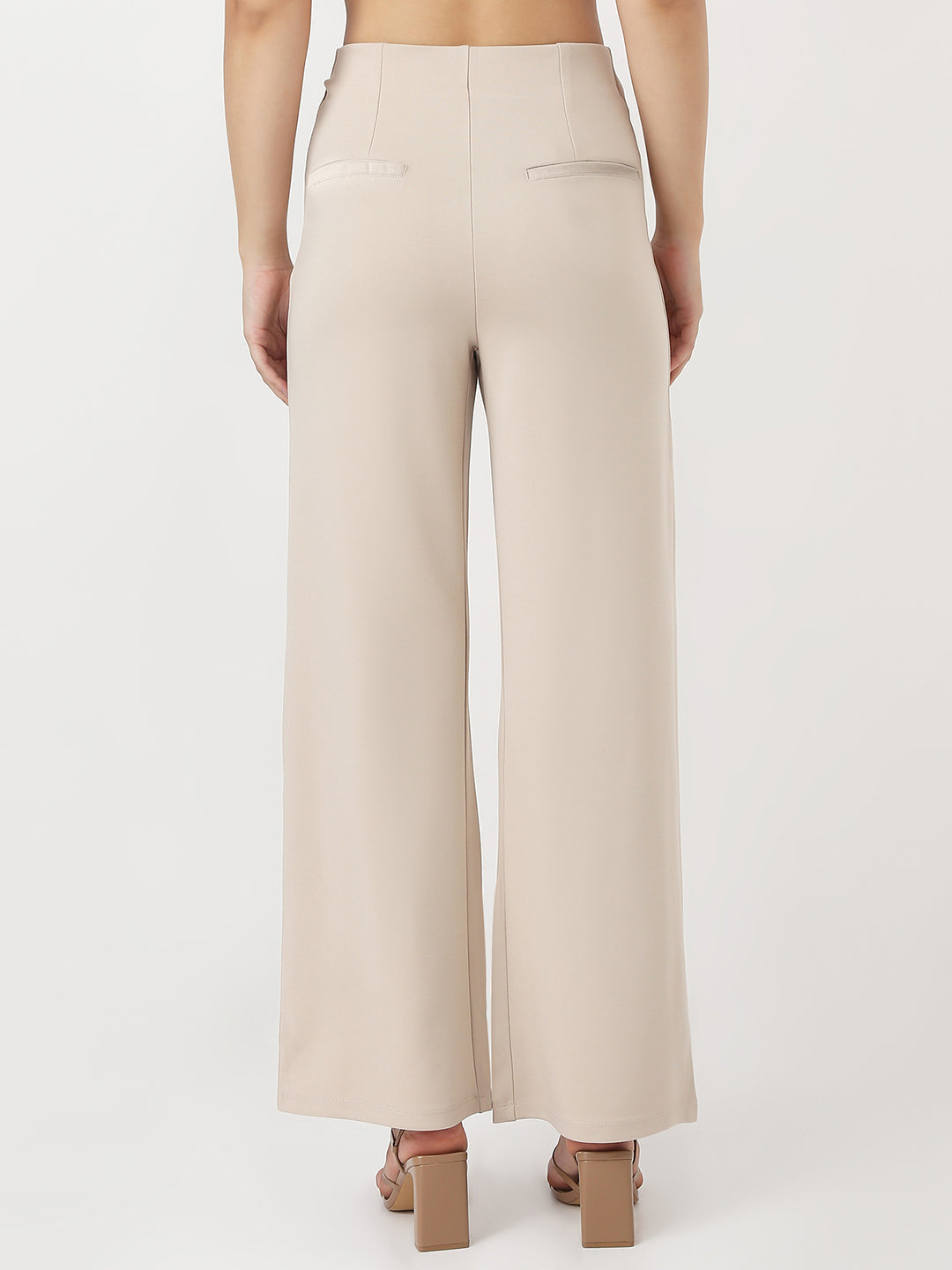 Women Beige Wide Leg Treggings