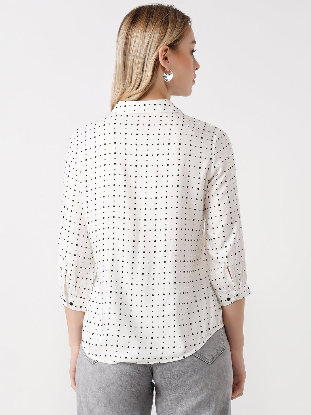 Women Off White Print Shirt