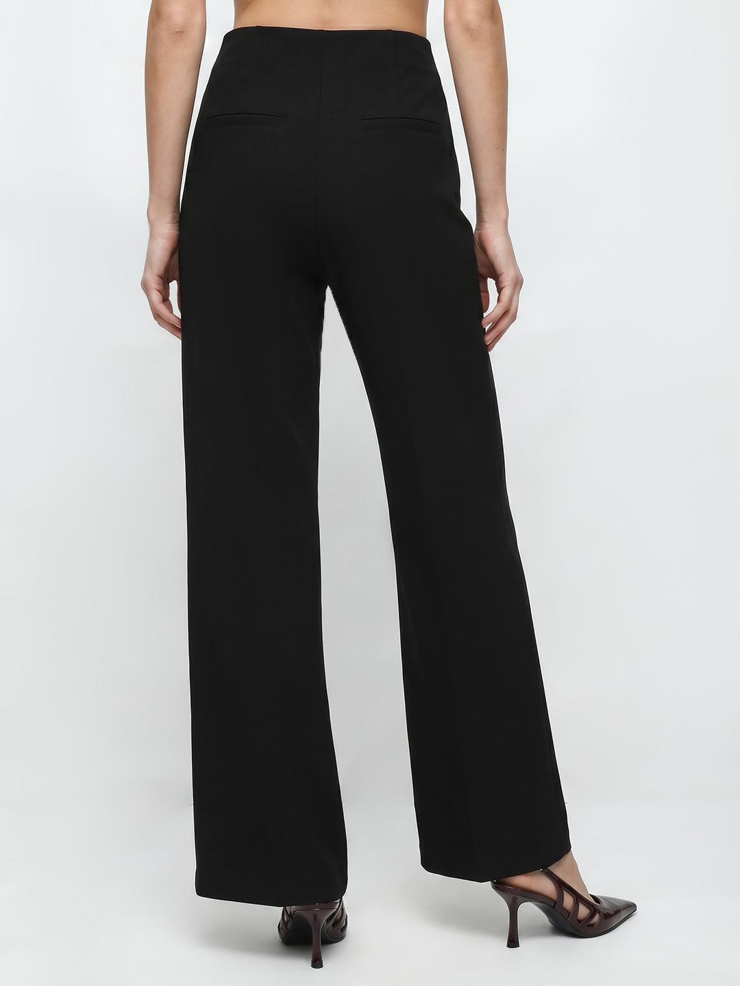 Women Black Super Wide Leg Treggings