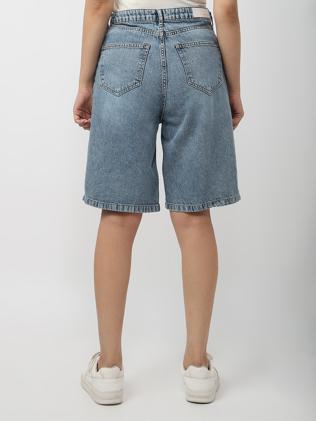Women Blue High-Rise Baggy Shorts