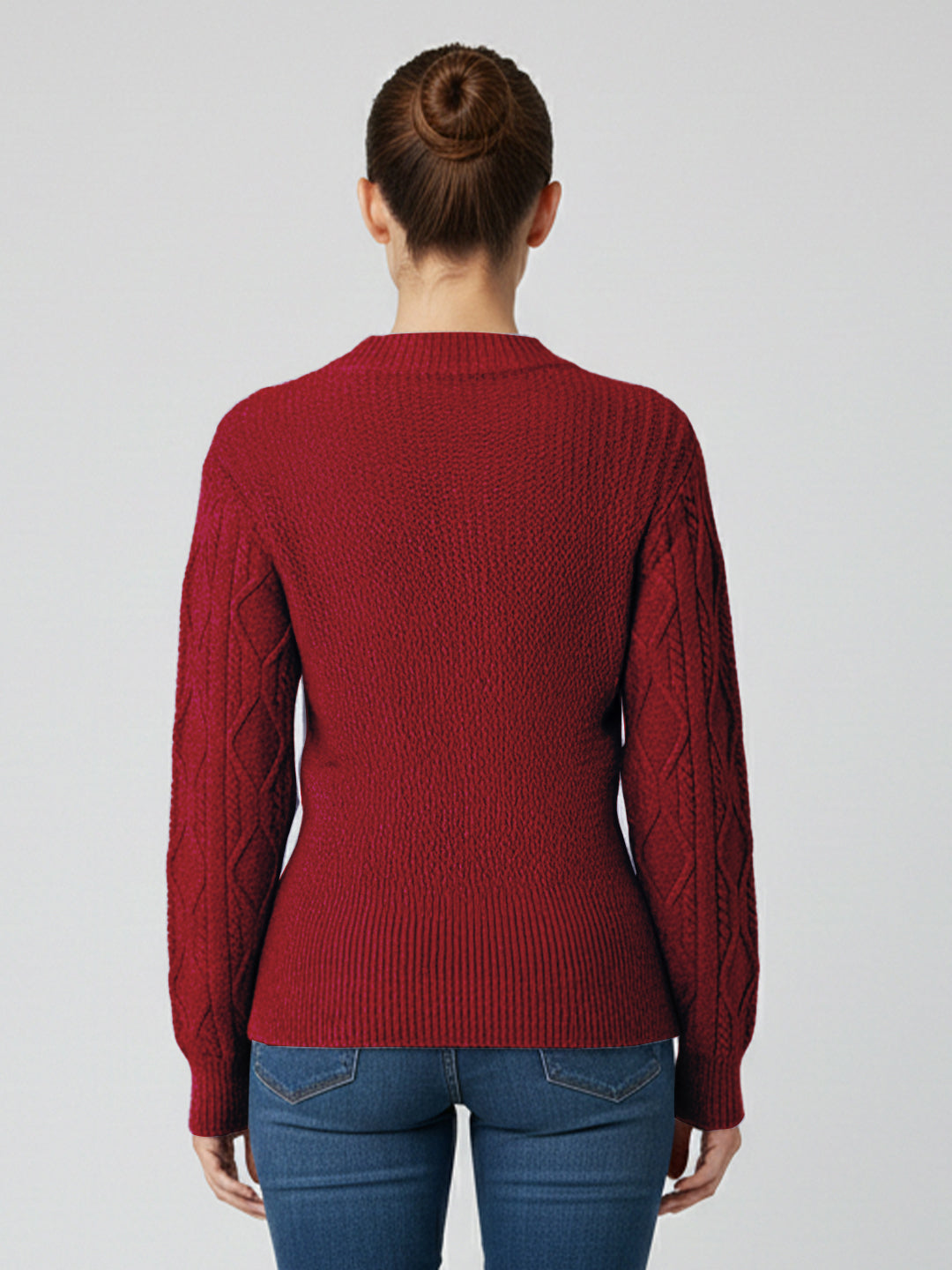 Women Maroon Slim Fit Sweater