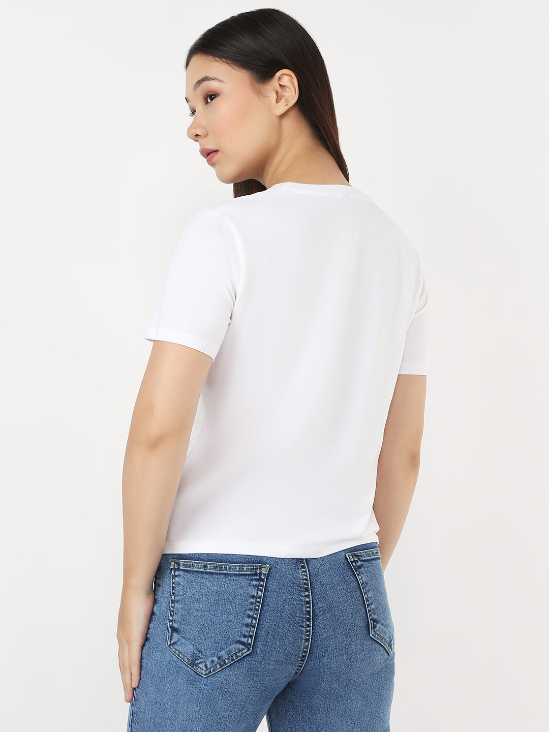 Women White Slim Boxy T-Shirt