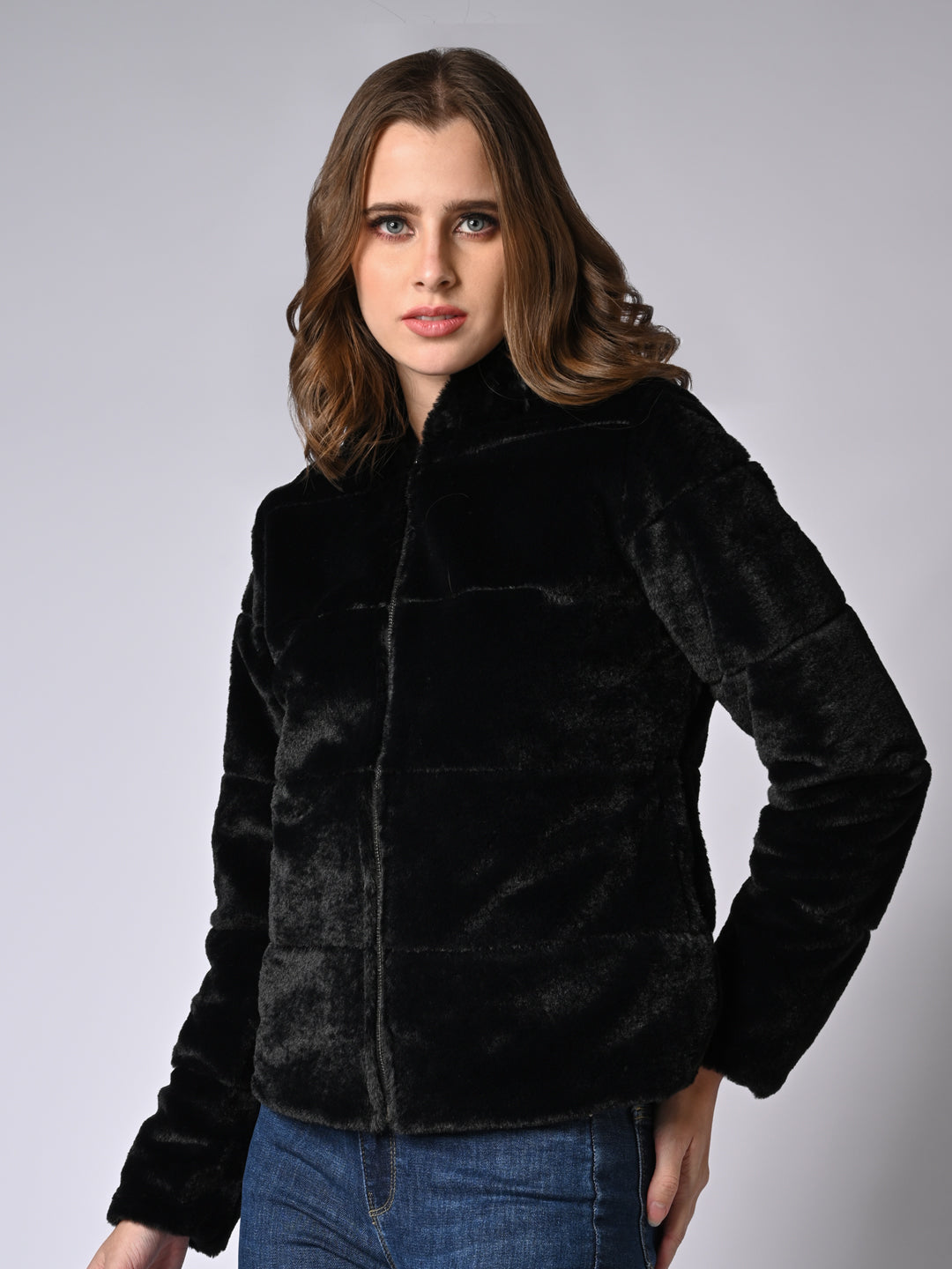 Women Solid Suede Jacket