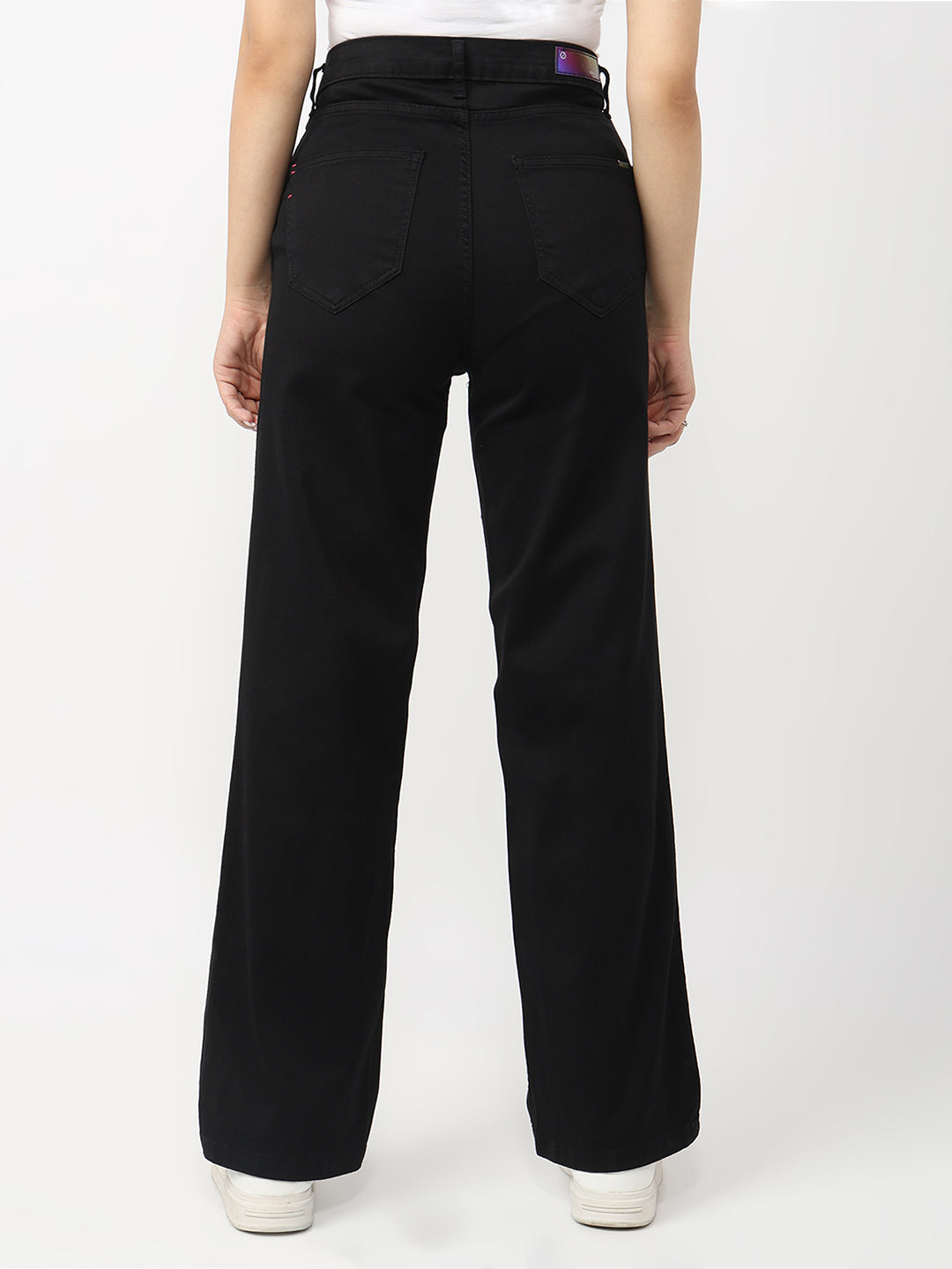 Women Black High-Rise Wide Leg Jeans