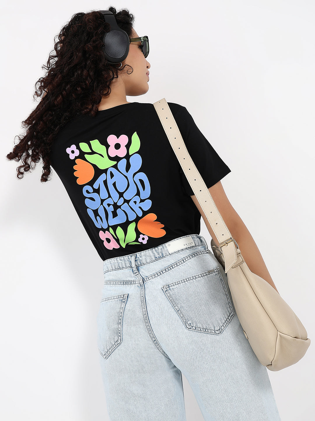 Women Black Slim Graphic T-Shirt