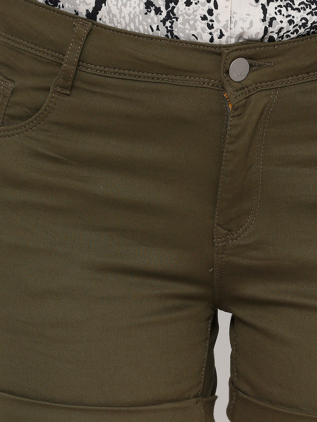 Women Olive High-Rise Slim Shorts