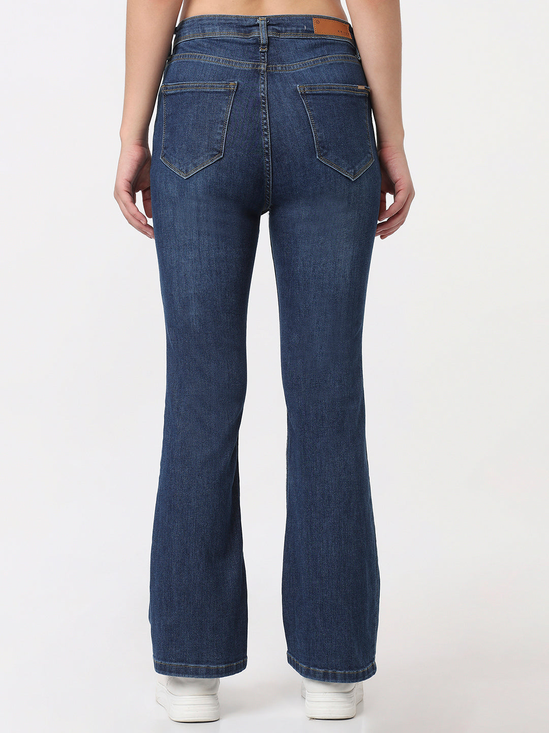 Women Dark Blue High-Rise Flare Jeans